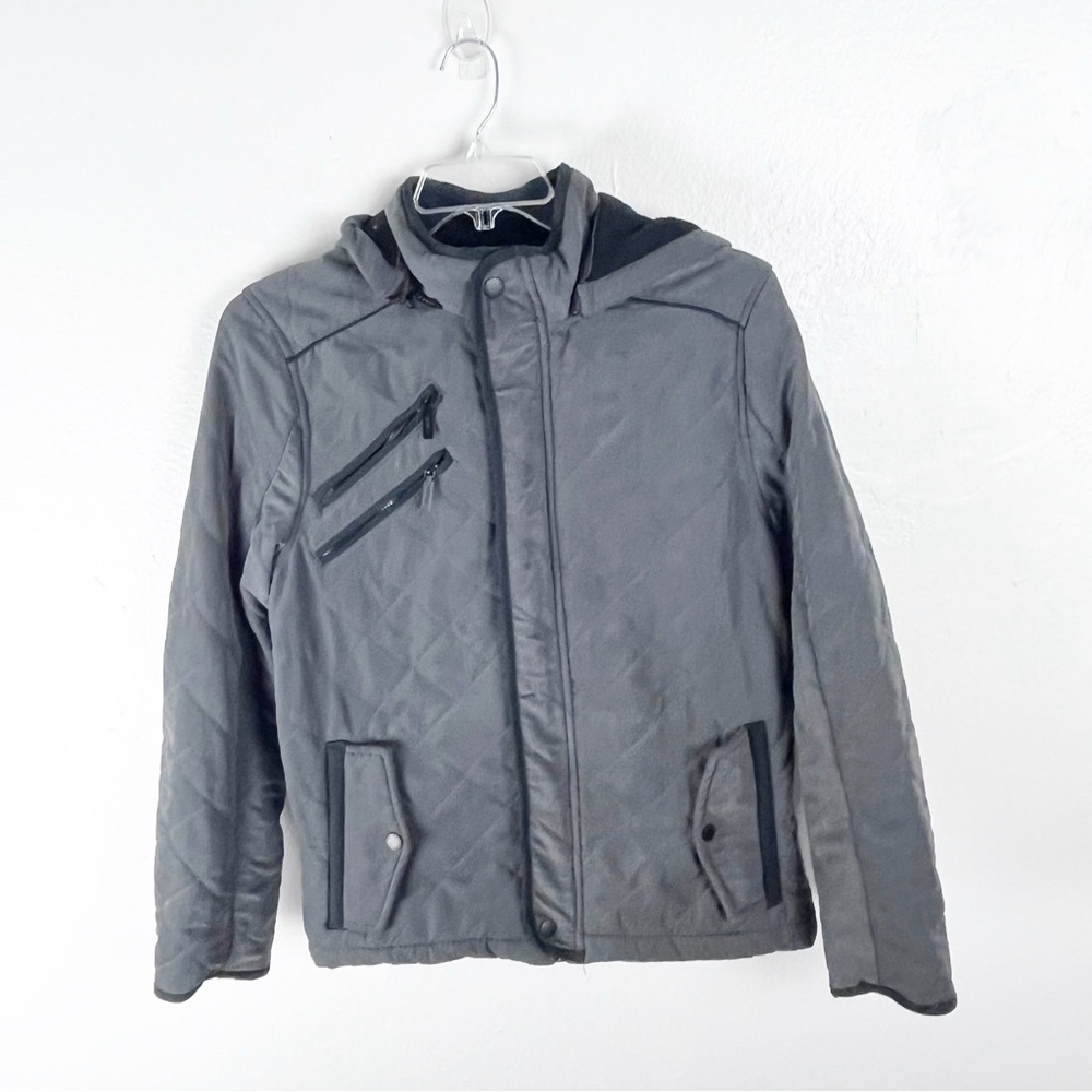 URBAN REPUBLIC Dark Gray Long Sleeves Lined Hoodie Multiple Pockets Jacket Small
